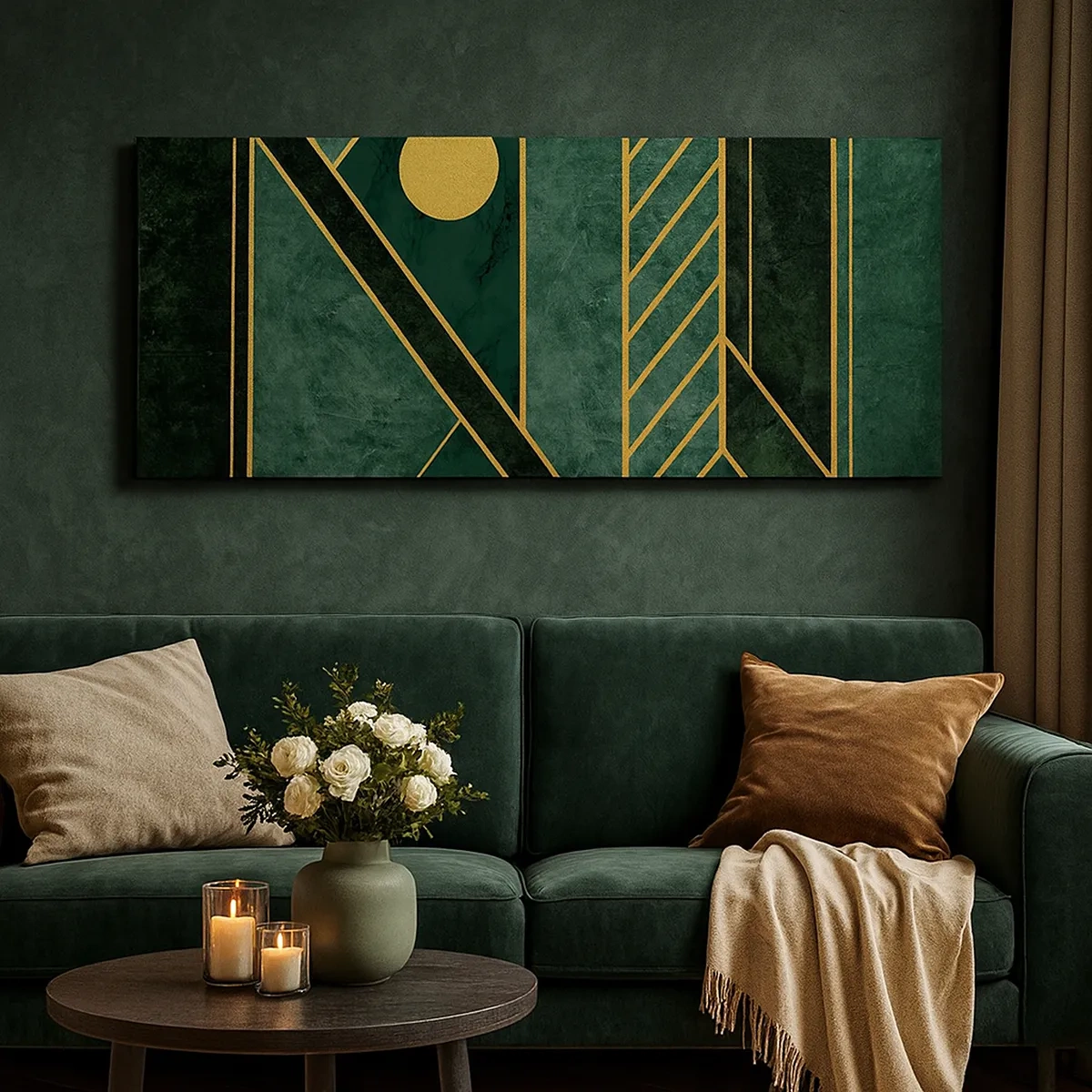 Lærredstryk - Billede på lærred - Dynamikken i guld og azurblå - 30x30 cm