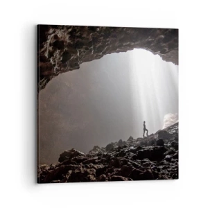 Lærredstryk - Billede på lærred - Lysende grotte - 70x70 cm