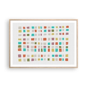 Plakat i ramme af lyst egetræ - Ukendt leg - 100x70 cm