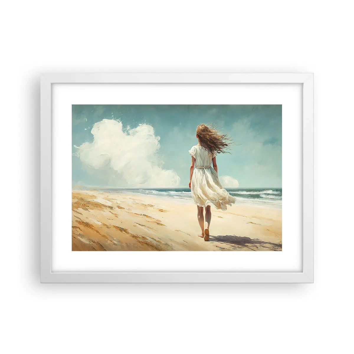 Plakat i hvid ramme - At møde solen og vinden - 40x30 cm