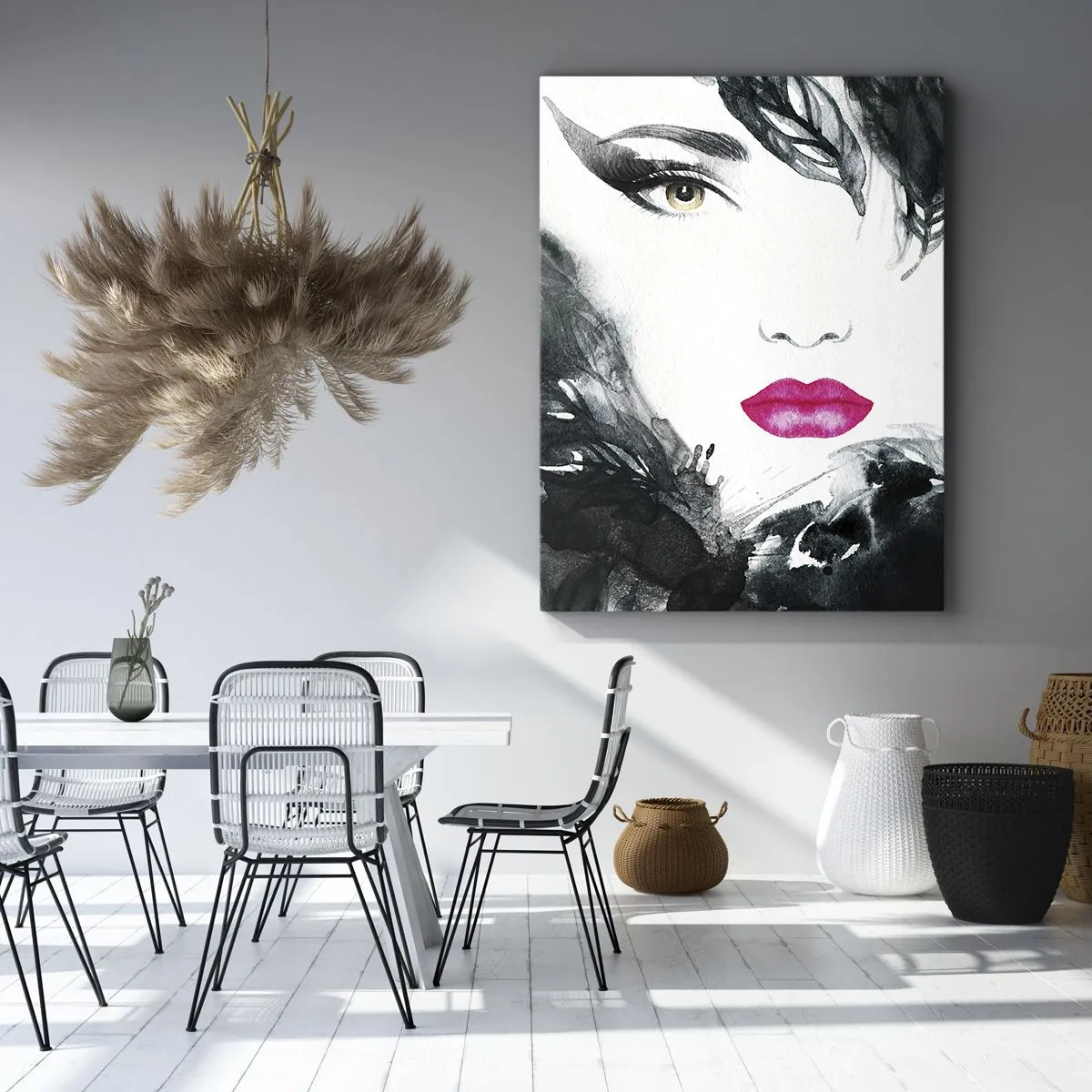 Lærredstryk - Billede på lærred - OBS! Femme fatale - 65x120 cm