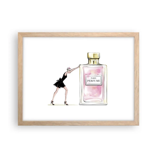 Plakat i ramme af lyst egetræ - Essensen af kvindelighed - 40x30 cm