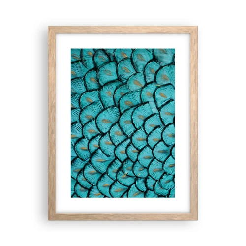 Plakat i ramme af lyst egetræ - Den store fjer-galla - 30x40 cm