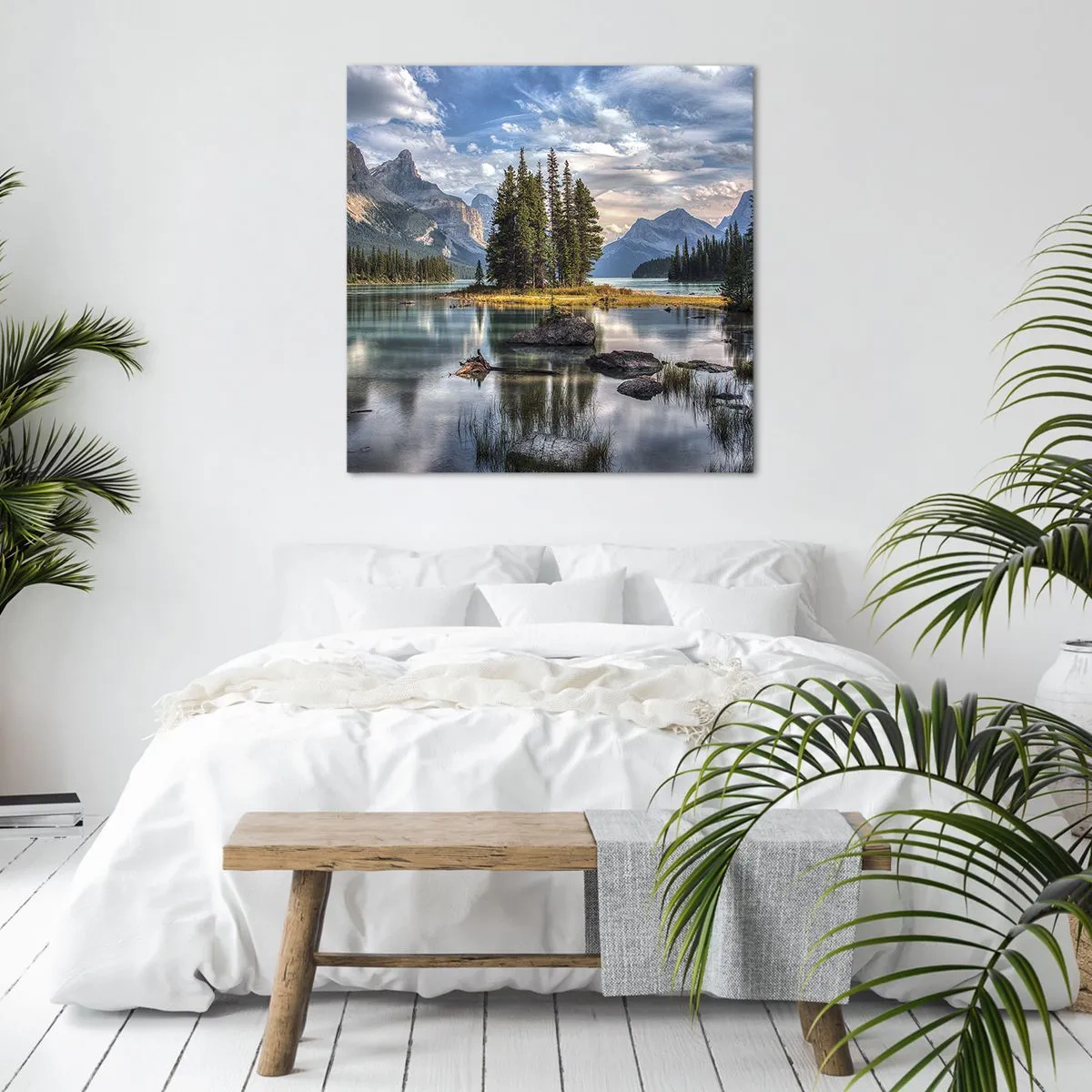 Lærredstryk - Billede på lærred - Over store og klare vande… - 60x60 cm
