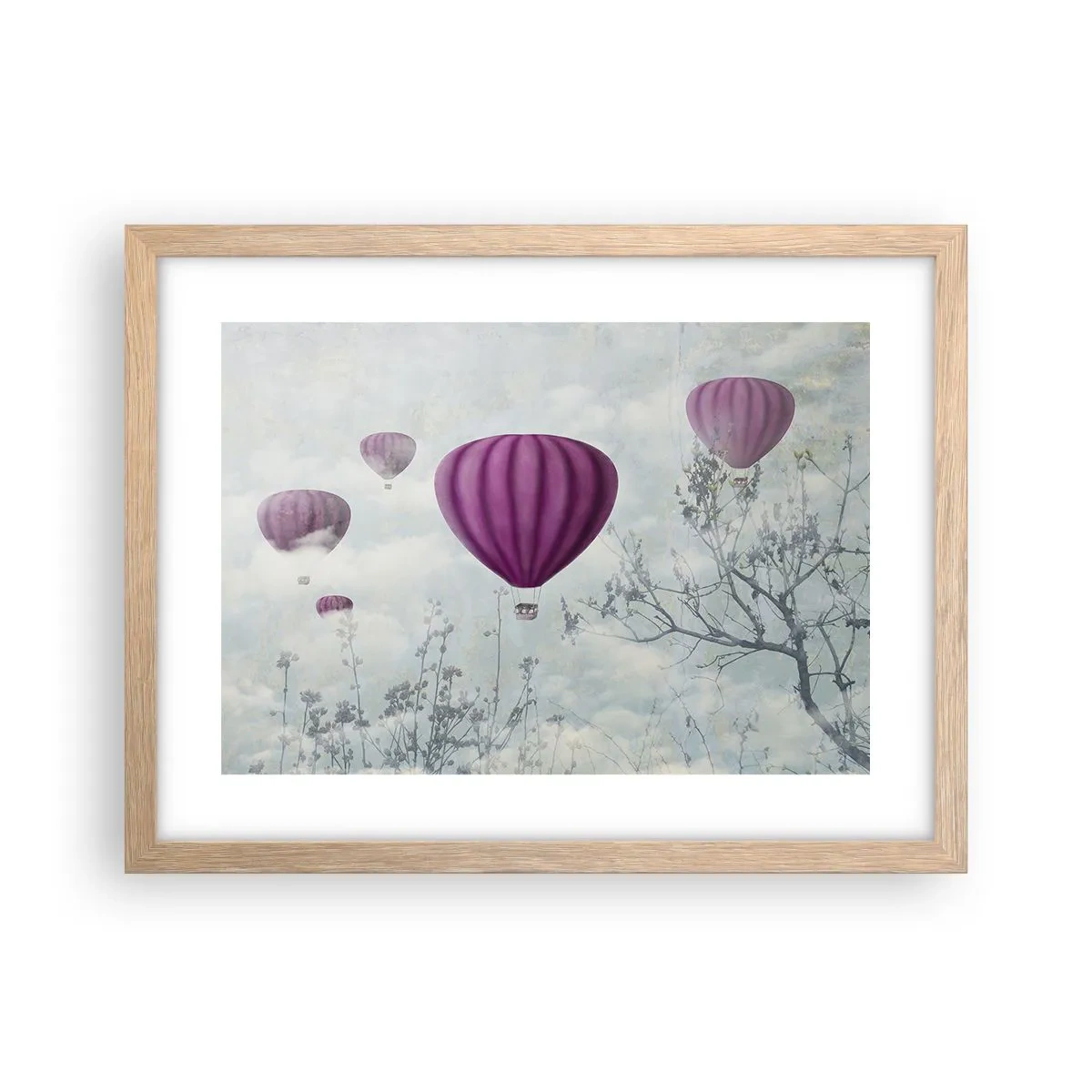 Plakat i ramme af lyst egetræ - Som skibe på himlen - 40x30 cm