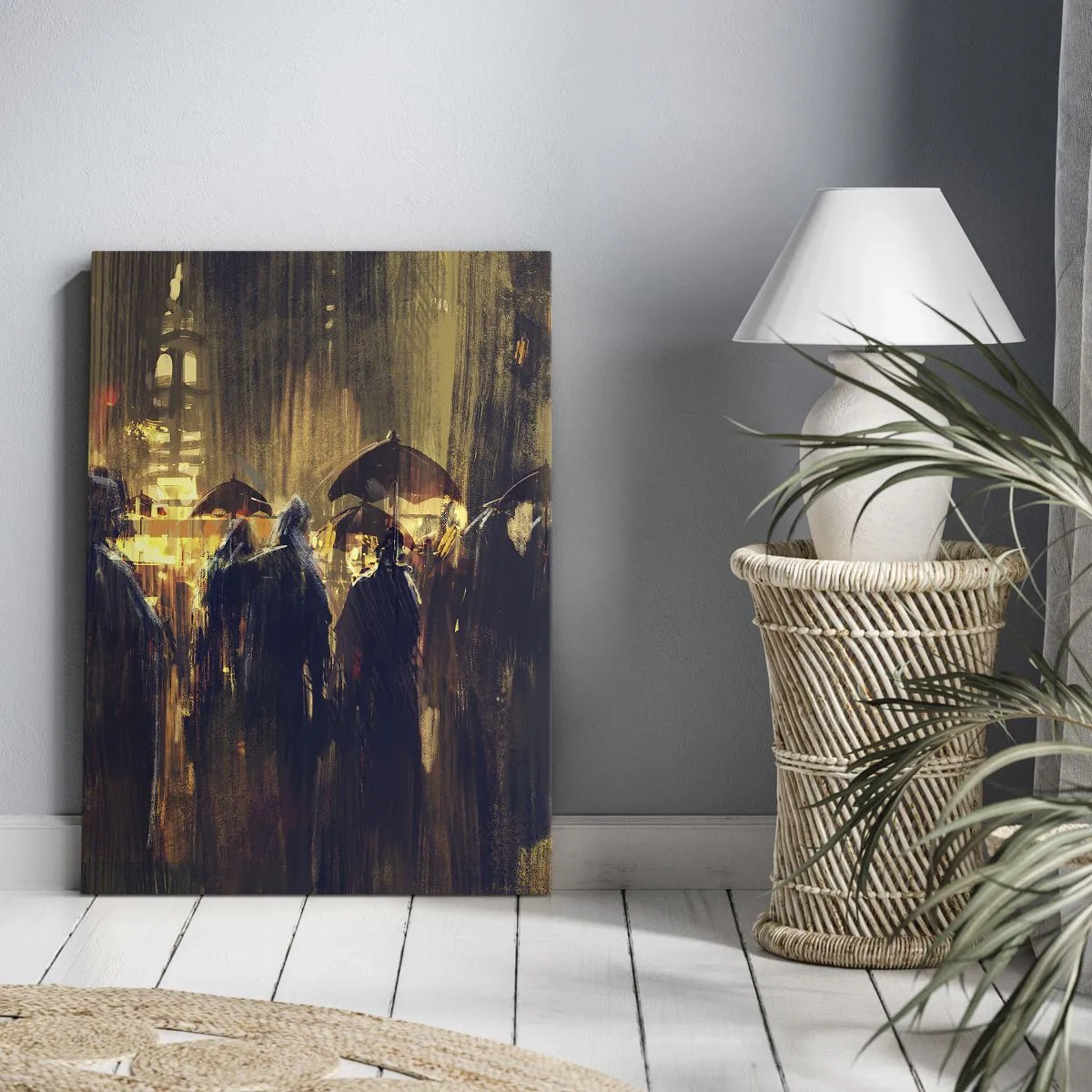 Lærredstryk - Billede på lærred - Tilhængere af regnen - 50x70 cm