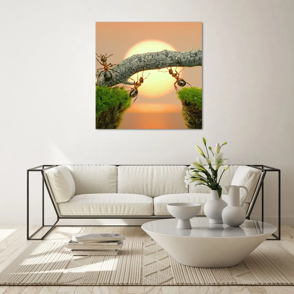 Billede på glas - Glædeligt, fælles arbejde - 70x70 cm