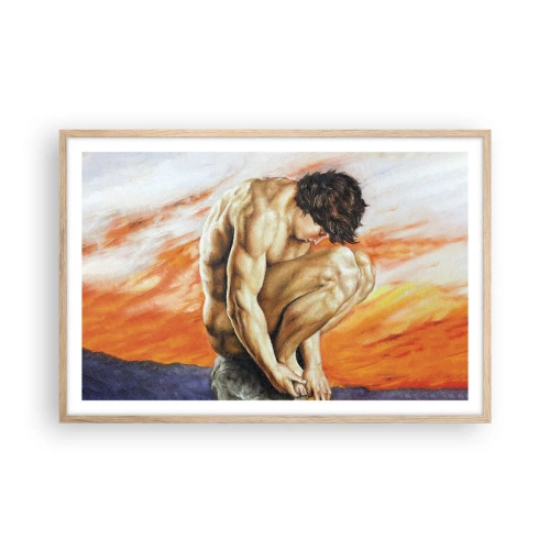 Plakat i ramme af lyst egetræ - Sænket i sig selv - 91x61 cm