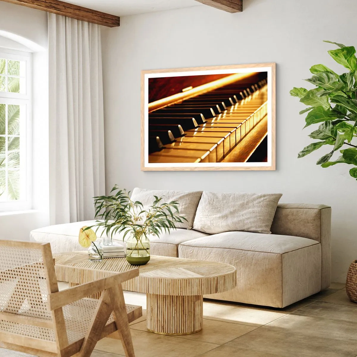 Plakat i ramme af lyst egetræ - Ubegrænsede muligheder - 70x50 cm
