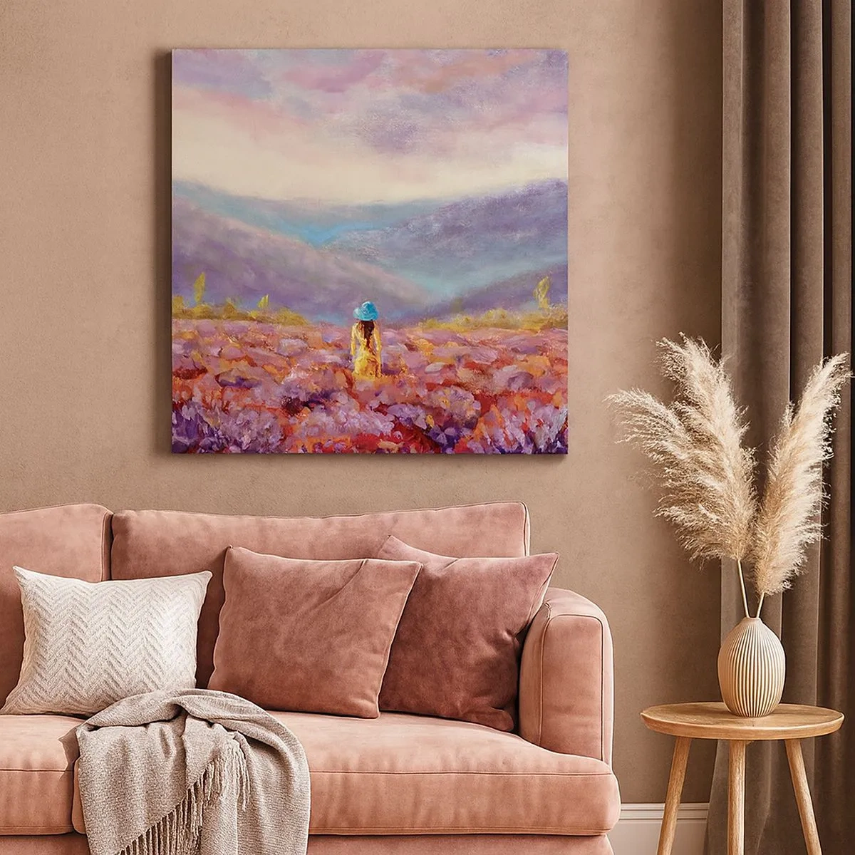 Lærredstryk - Billede på lærred - I en verden af lavendel - 30x30 cm