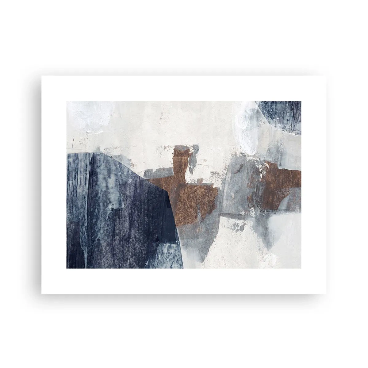 Plakat - Blåbrune former - 40x30 cm