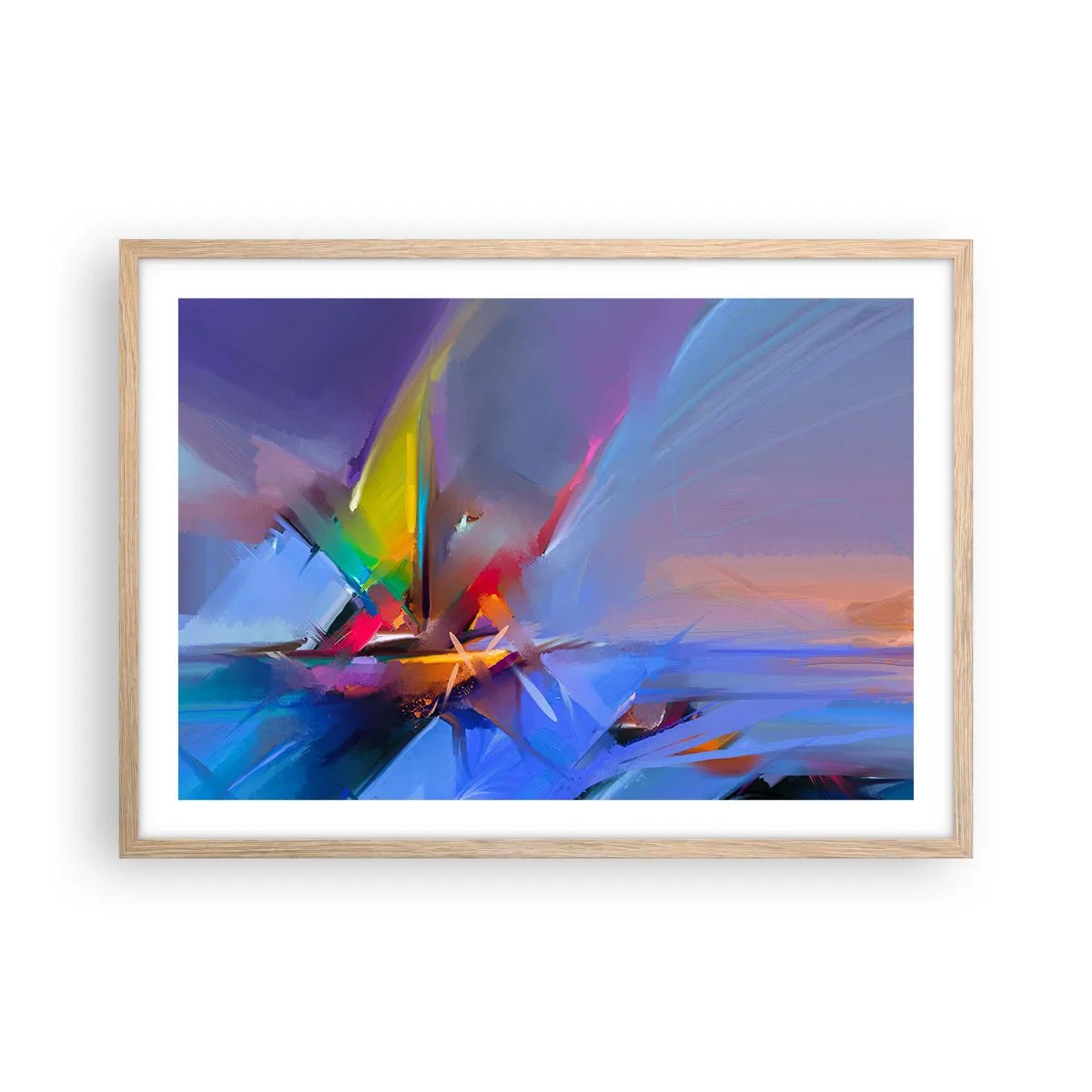 Plakat i ramme af lyst egetræ - Propeller som en fugl - 70x50 cm