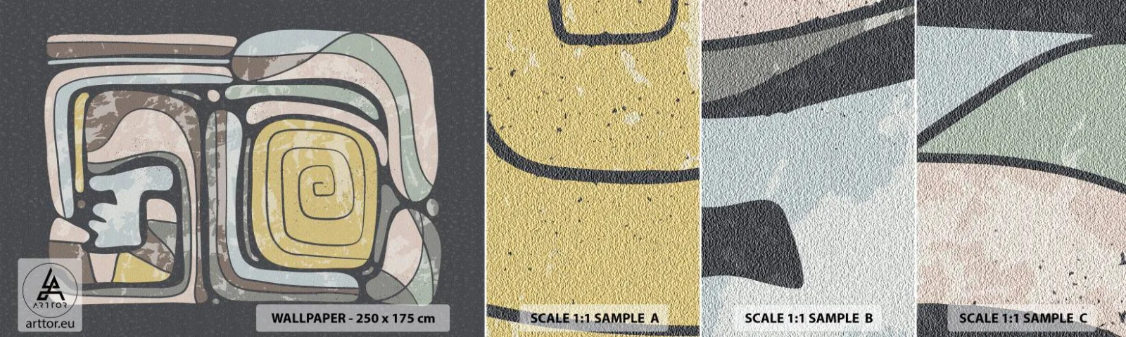 Prøve Fototapet Selvklæbende Deluxe Sticker - Abstraktion i en præcolumbiansk ånd - Abstraktion, Boho, Ældret - 100x30 cm