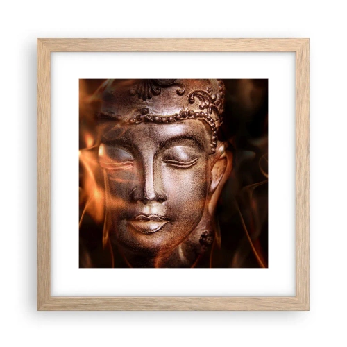 Plakat i ramme af lyst egetræ - Den eksisterer kun her og nu - 30x30 cm
