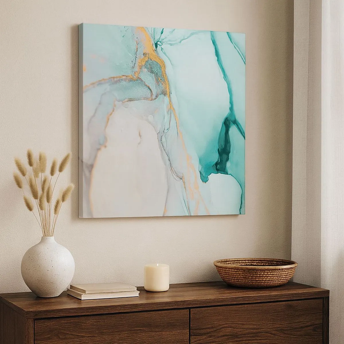 Lærredstryk - Billede på lærred - Dans af former og farver - 30x30 cm