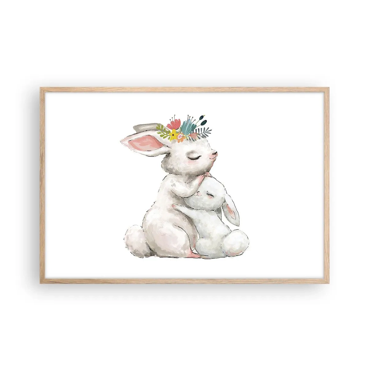 Plakat i ramme af lyst egetræ - Der er intet sted som hos mor - 91x61 cm