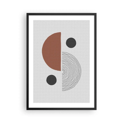 Plakat i sort ramme - Abstrakt geometrisk komposition i varme farver - 50x70cm - Perfektion af hjulet - Moderne vægdekoration til stue og soveværelse ARTTOR