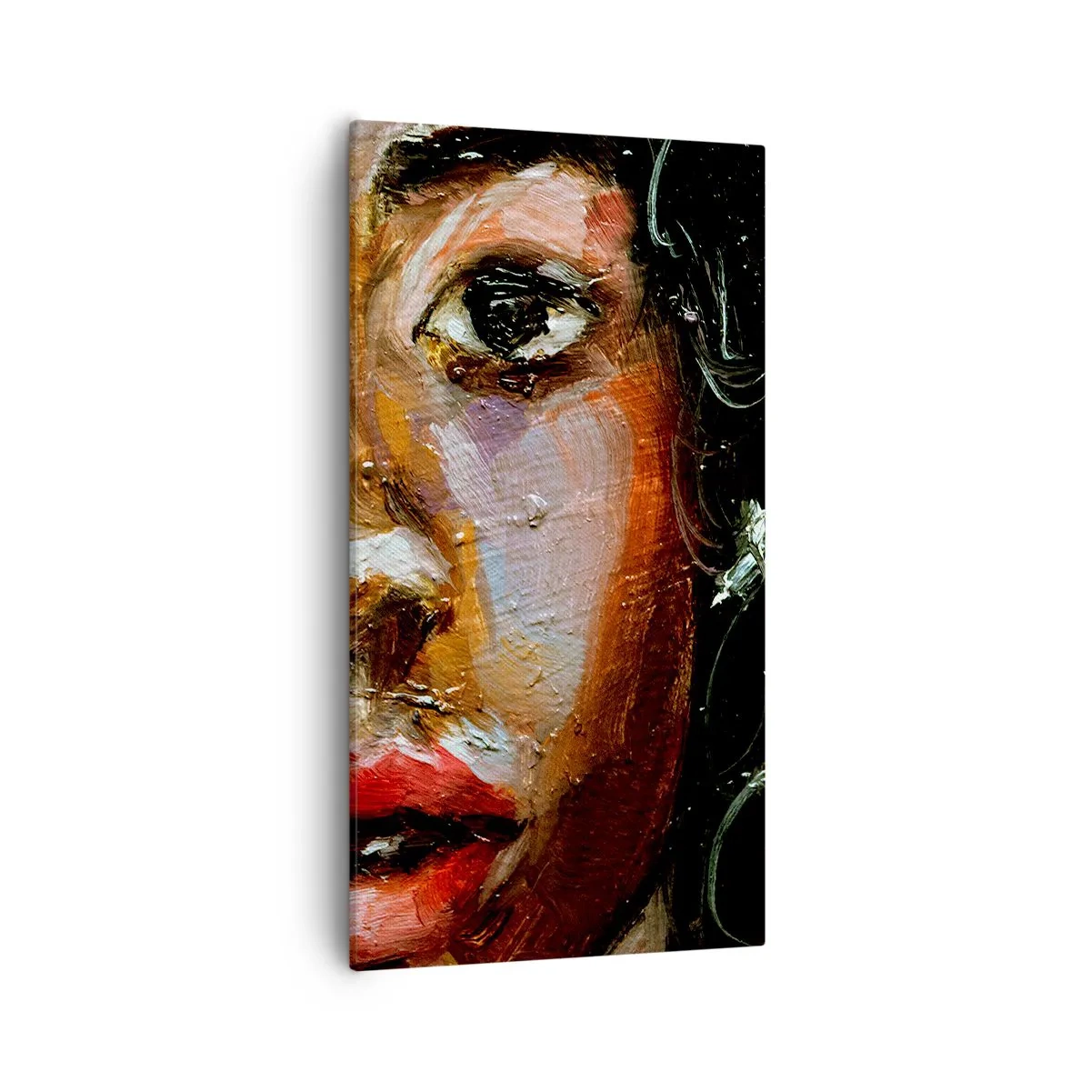 Lærredstryk - Billede på lærred - Sort og glitter - 55x100 cm