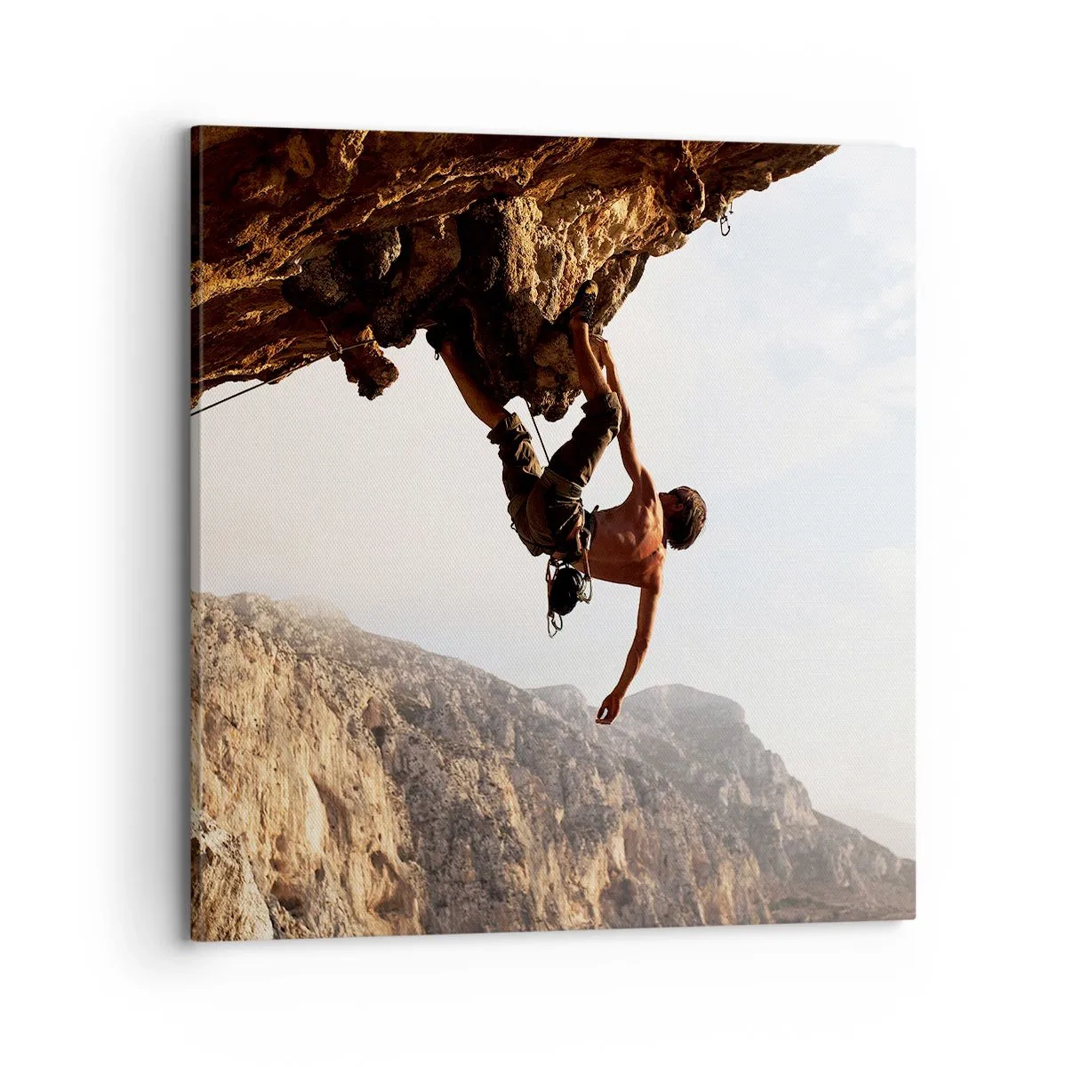 Lærredstryk - Billede på lærred - Verden skrumpede ind i en håndfuld på en klippeskrænt - 70x70 cm