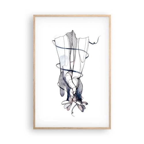 Plakat i ramme af lyst egetræ - En undersøgelse af berøring - 61x91 cm