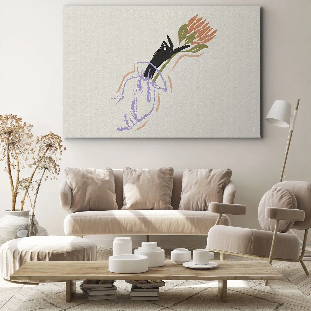 Lærredstryk - Billede på lærred - En søsterlig berøring - 100x70 cm