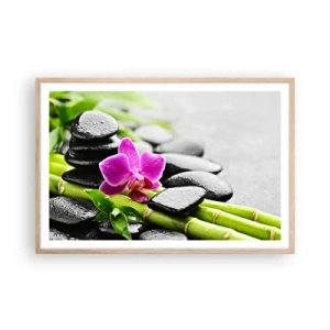 Plakat i ramme af lyst egetræ - I en fredelig balance - 91x61 cm