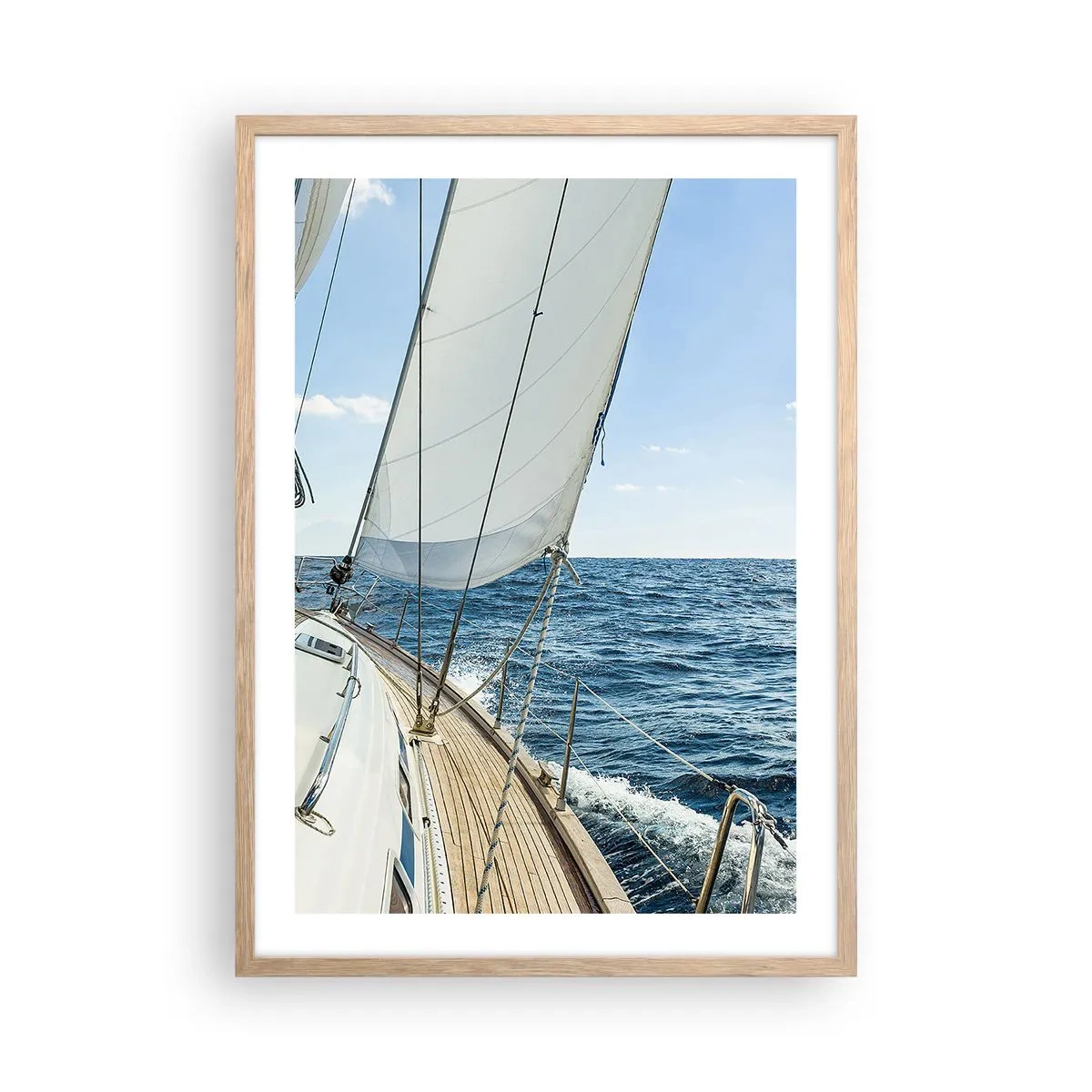 Plakat i ramme af lyst egetræ - Ahoj , eventyr - 50x70 cm