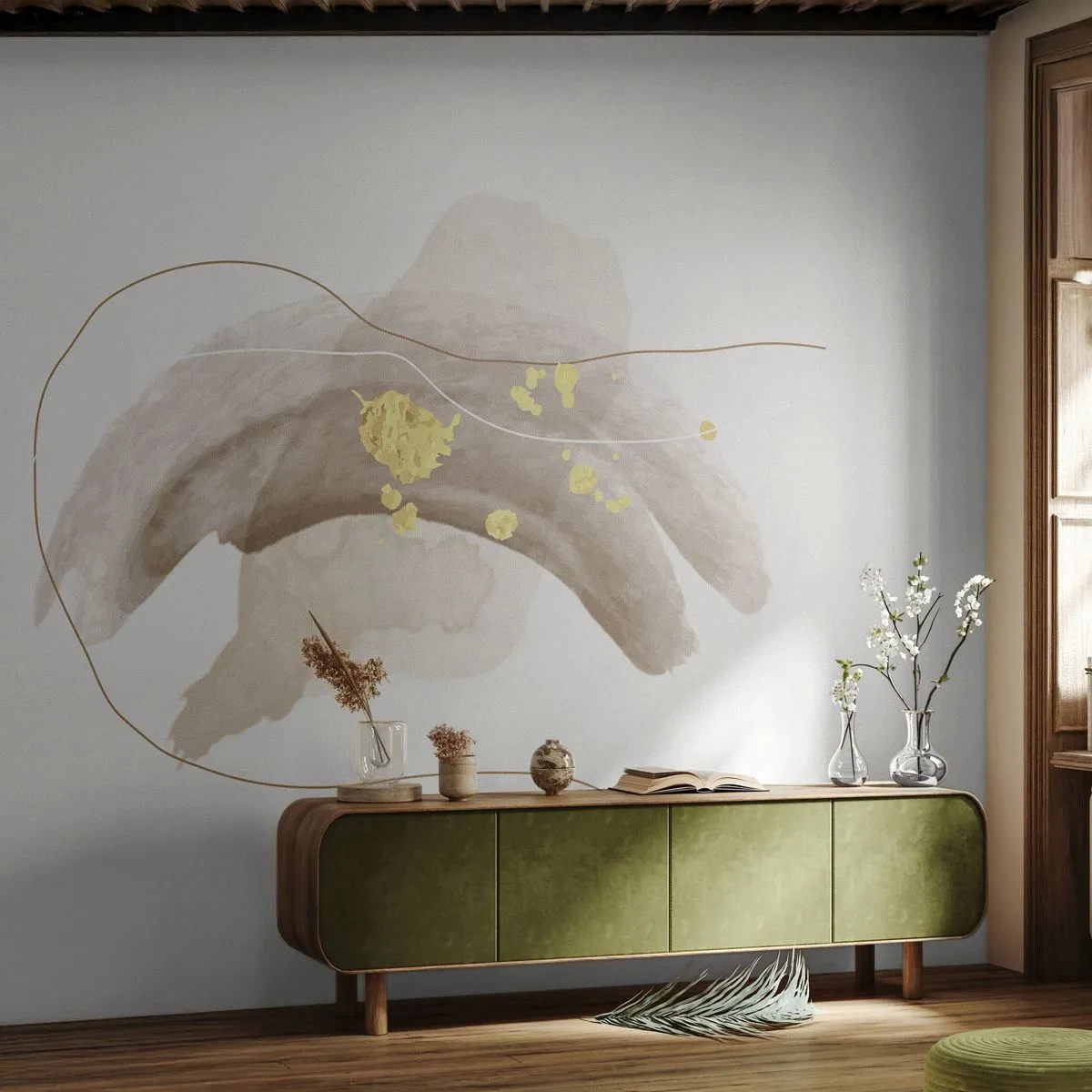 Fototapet Standard Eco - Mødt i rummet - Abstraktion, Stykke, Moderne mønster - 400x280 cm