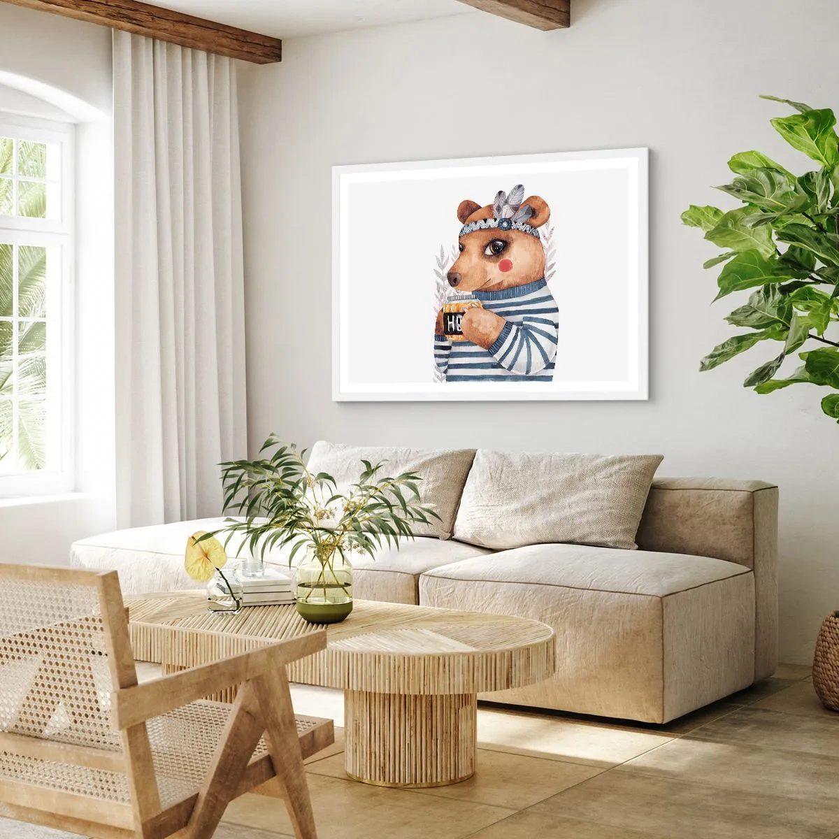 Plakat i hvid ramme - Søde bjørn - 40x30 cm