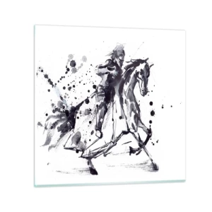 Billede på glas - Sort ridder - 40x40 cm