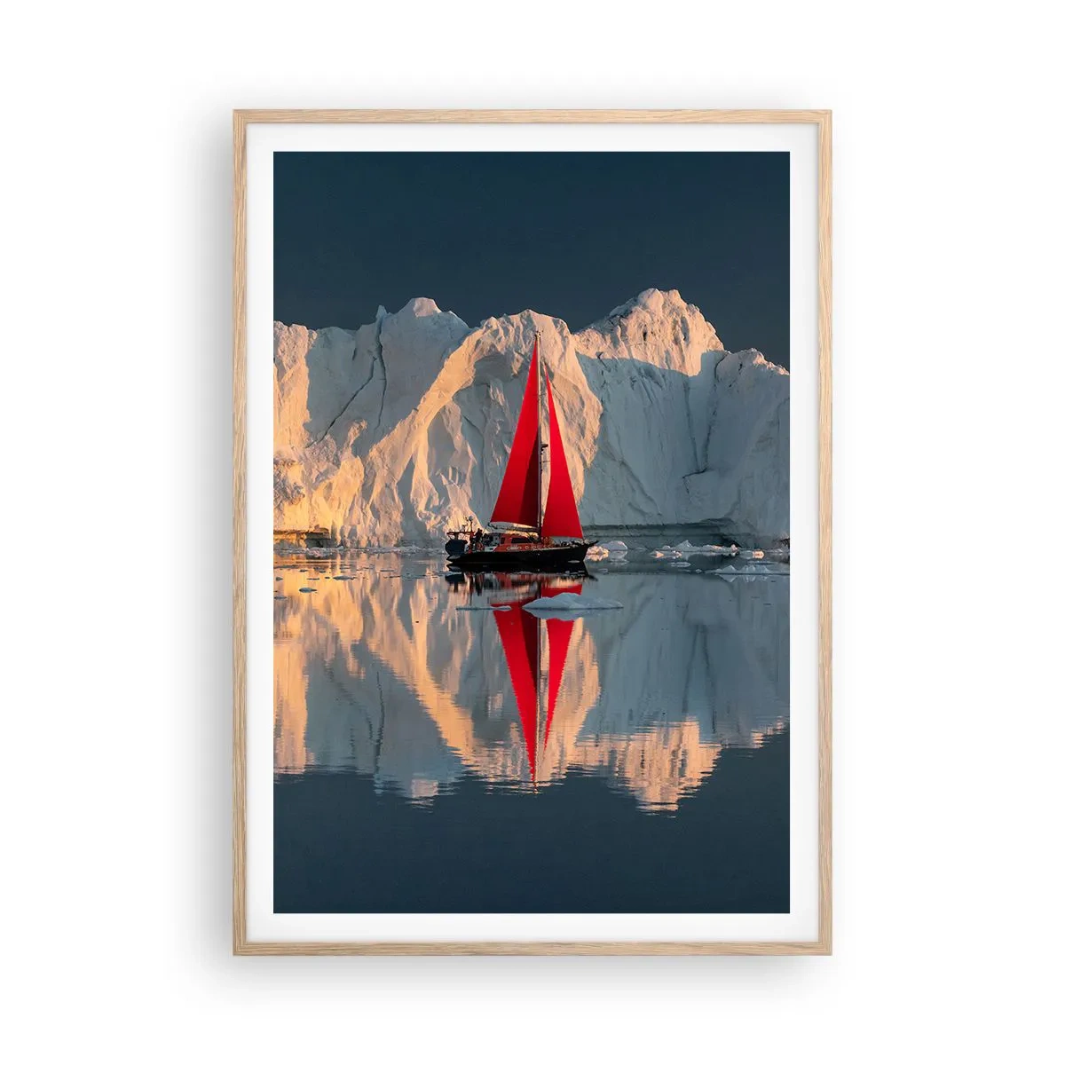 Plakat i ramme af lyst egetræ - På kanten af verden - 70x100 cm