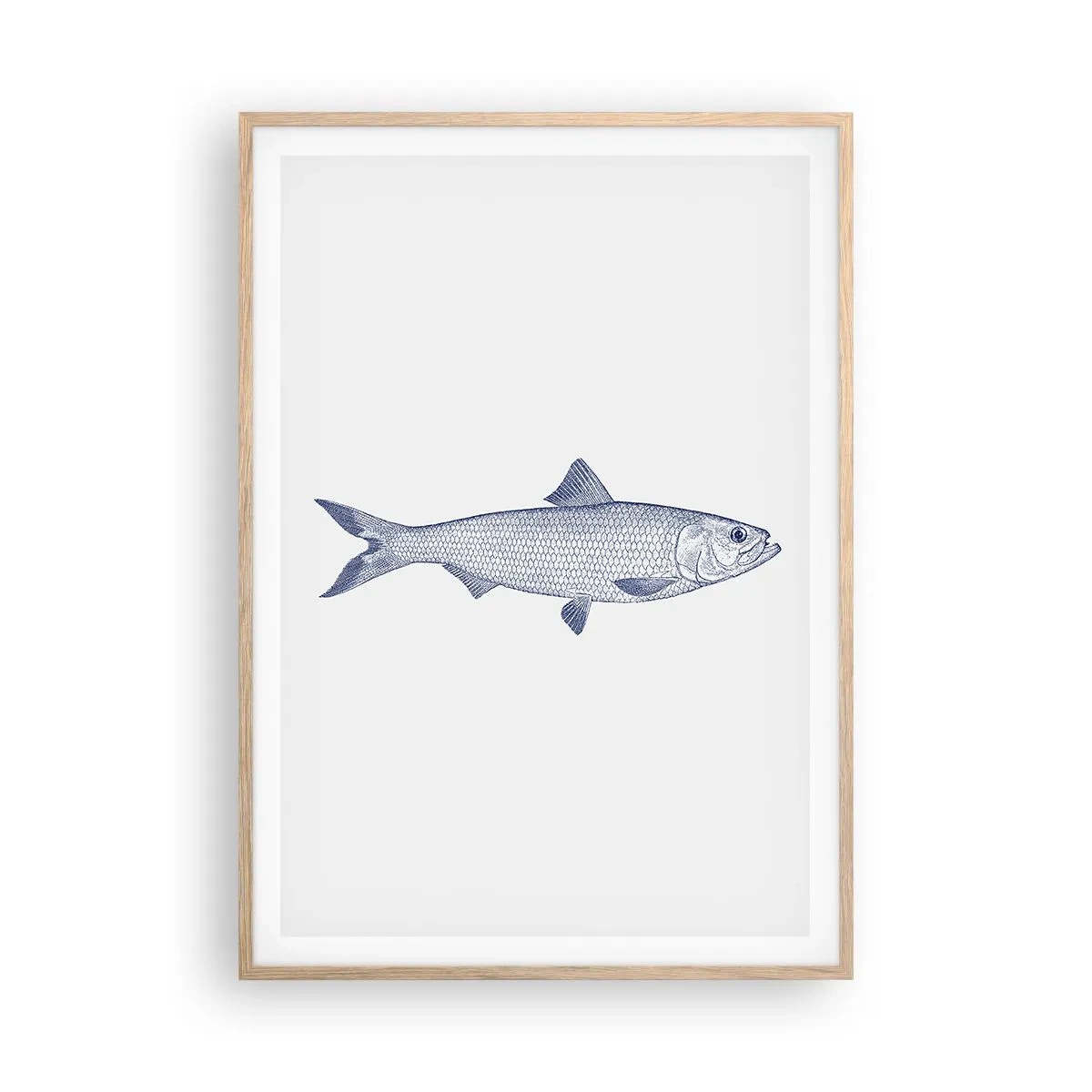 Plakat i ramme af lyst egetræ - Hilsner fra de nordlige have - 70x100 cm