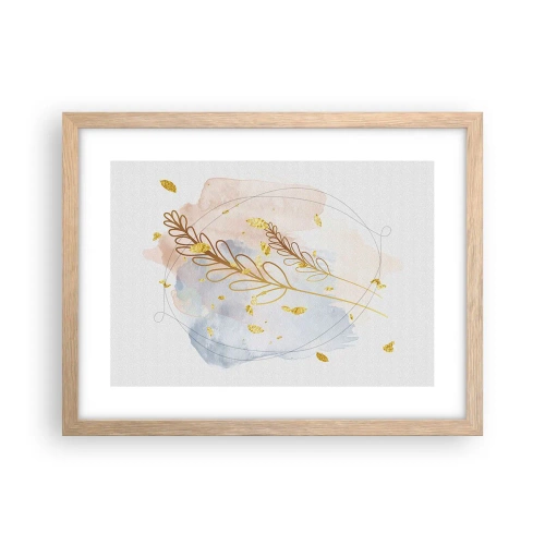 Plakat i ramme af lyst egetræ - En gylden eksplosion - 40x30 cm