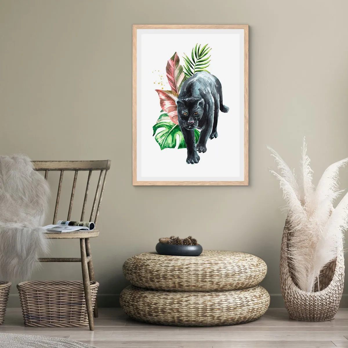 Plakat i ramme af lyst egetræ - Vild i hjertet - 30x40 cm