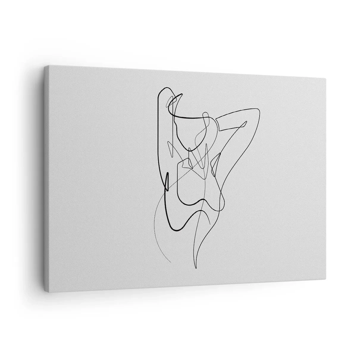 Lærredstryk - Billede på lærred - Minimalistisk omrids af en kvindelig silhuet - 70x50cm - Virkelig, hvad er du for en person... - Moderne vægdekoration til stue og soveværelse ARTTOR