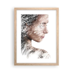 Plakat i ramme af lyst egetræ - Skovens ånd - 30x40 cm