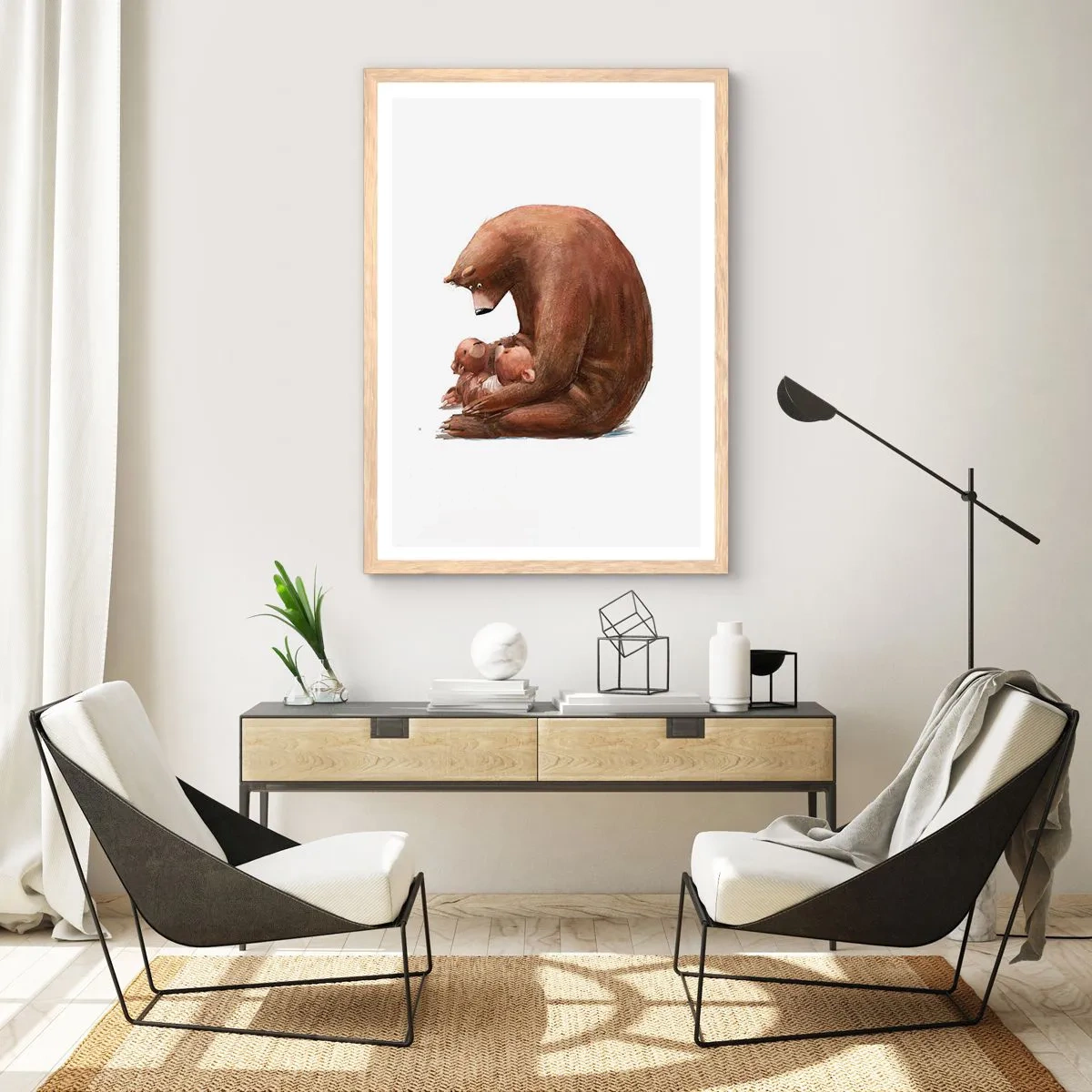 Plakat i ramme af lyst egetræ - Drøm sødt, børn - 30x40 cm