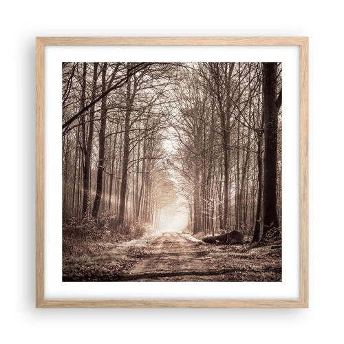 Plakat i ramme af lyst egetræ - Skovkatedralen - 50x50 cm