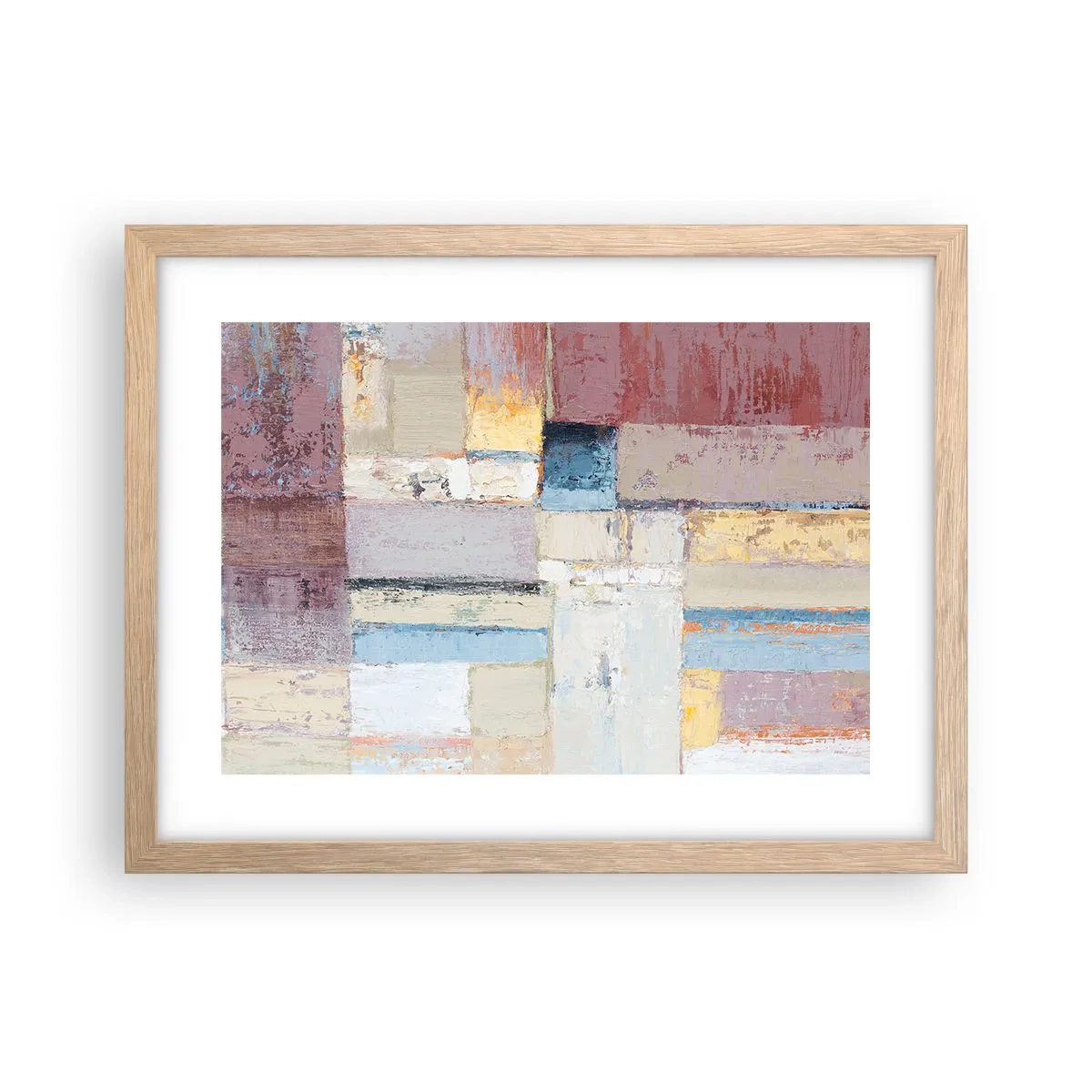 Plakat i ramme af lyst egetræ - Geometriens ro - 40x30 cm