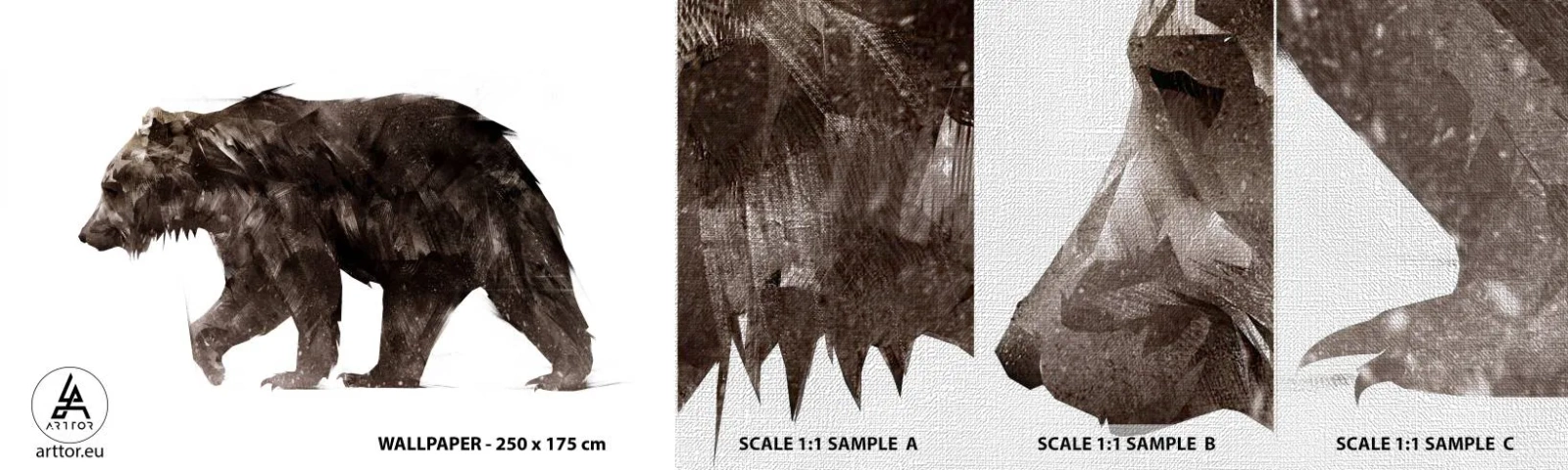Prøve Fototapet Premium Canvas - Jeg går altid med ægte pels! - Dyr, Bjørn, Abstraktion - 100x30 cm