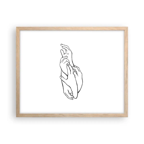 Plakat i ramme af lyst egetræ - God berøring - 50x40 cm