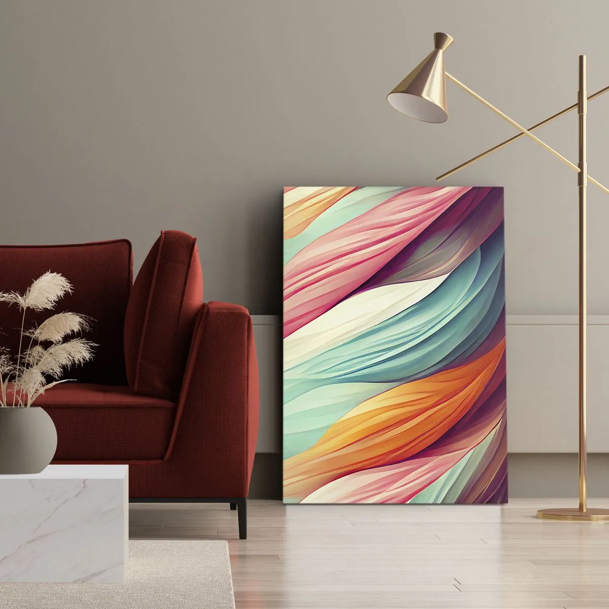 Lærredstryk - Billede på lærred - Regnbuevævning - 50x70 cm