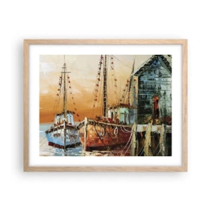 Plakat i ramme af lyst egetræ - Fredelig tilbagevenden - 50x40 cm