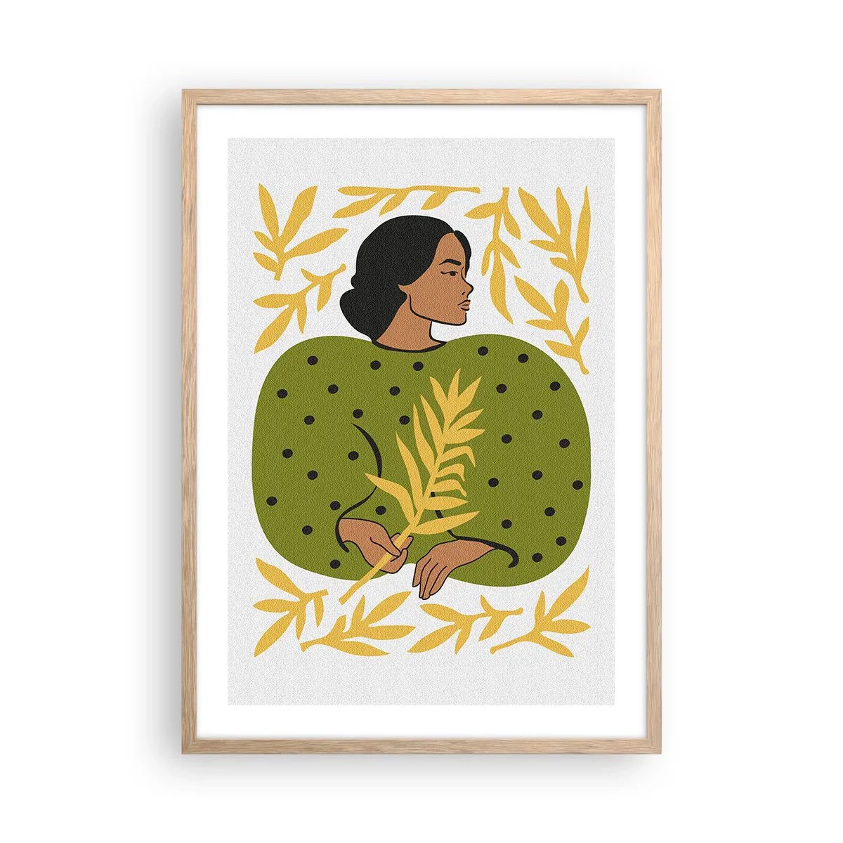 Plakat i ramme af lyst egetræ - Hawaiiansk pige - 50x70 cm