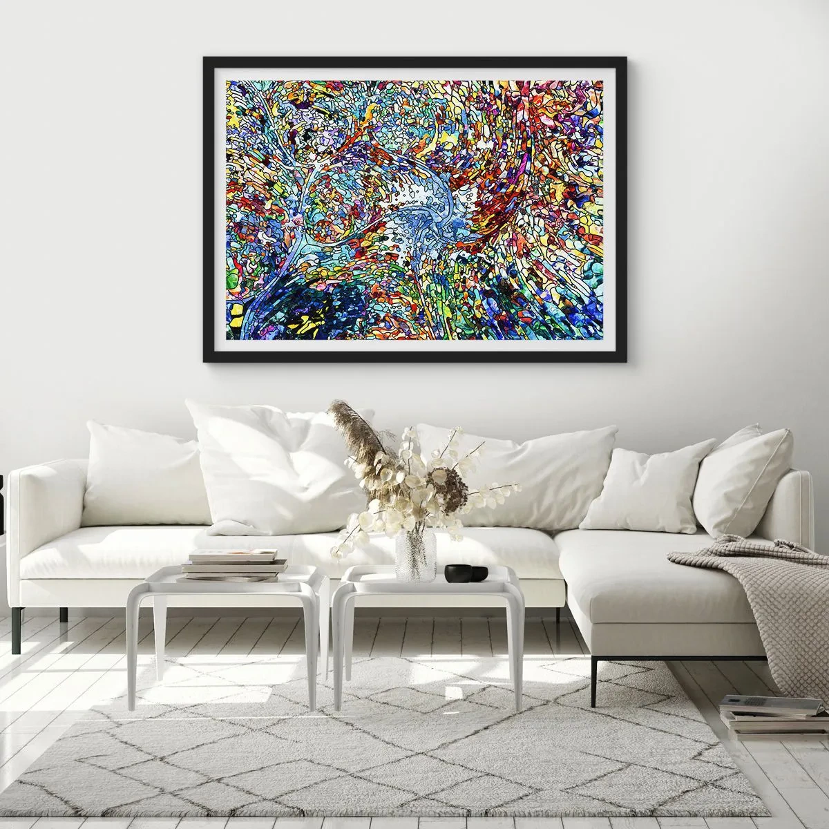 Plakat i sort ramme - Dråbe af farvet glas - 70x50 cm