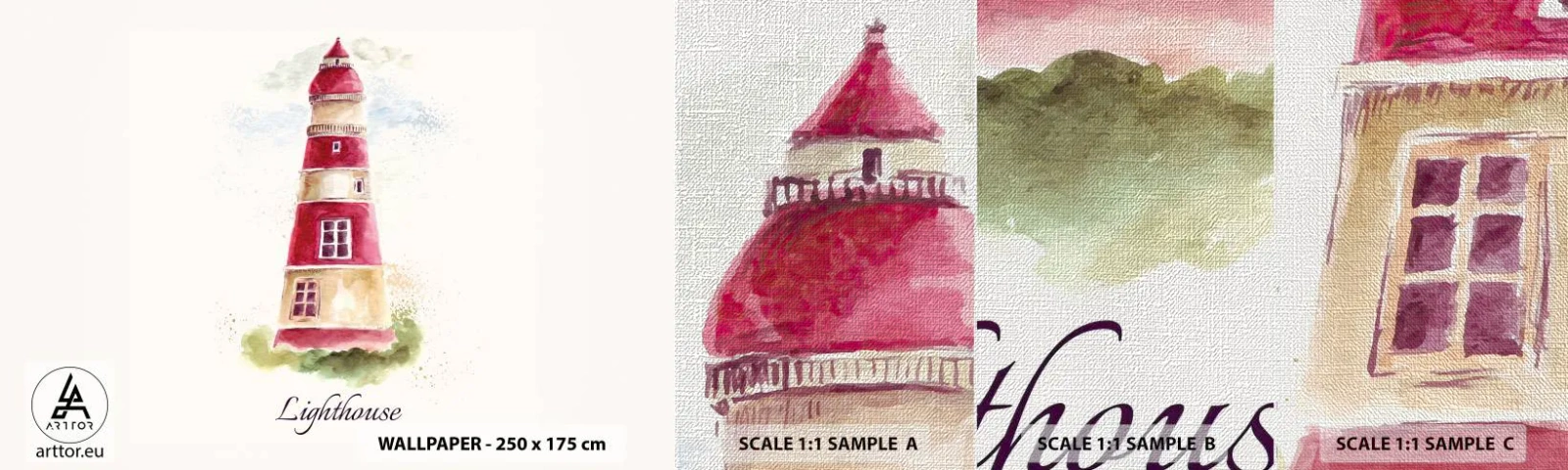 Prøve Fototapet Premium Canvas - Altid vejret omkring - Fyrtårn, Ved havet, Hav - 100x30 cm
