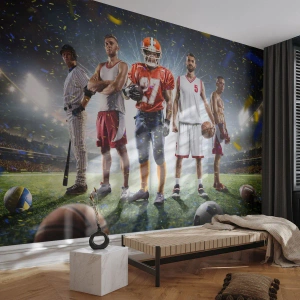 Fototapet Standard Eco - Atleter fra forskellige discipliner i rampelyset på stadionet - 100x70cm - Gladiatorer på spillepladsen - Moderne vægdekoration til stue og soveværelse ARTTOR