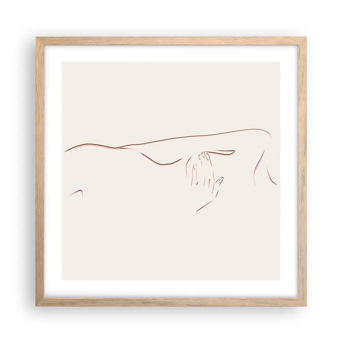 Plakat i ramme af lyst egetræ - Begærets form - 50x50 cm