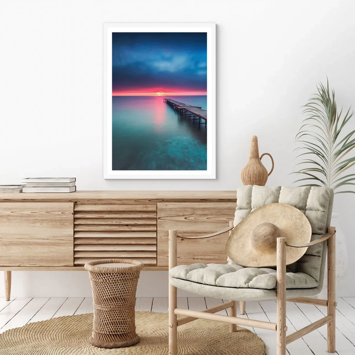 Plakat i hvid ramme - Mellem himmel og jord - 70x100 cm