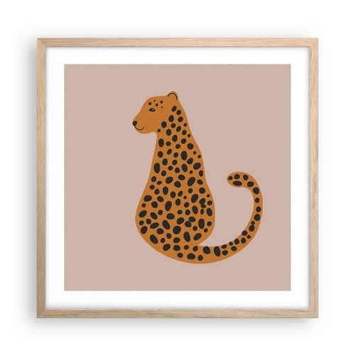 Plakat i ramme af lyst egetræ - Leopardprint er et moderigtigt mønster - 50x50 cm
